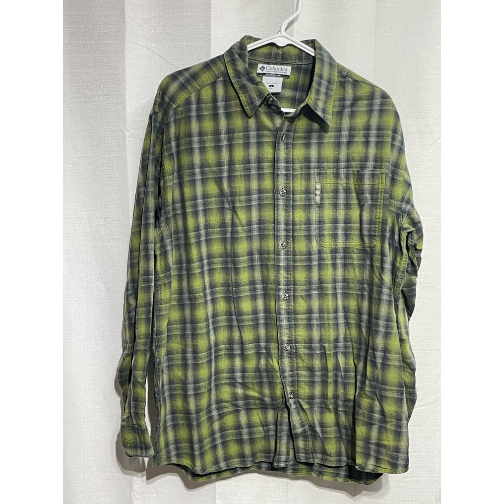 Columbia Men's Long Sleeve Button Down Green Blue Size L - Picture 2 of 5